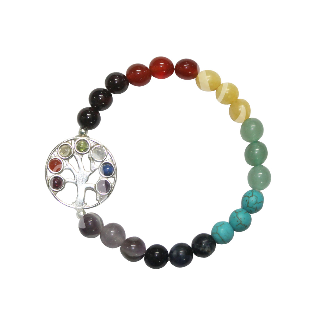 Bracelet Chakra with Tree of Life Charm (8-8.5mm) 7.15-7.25"