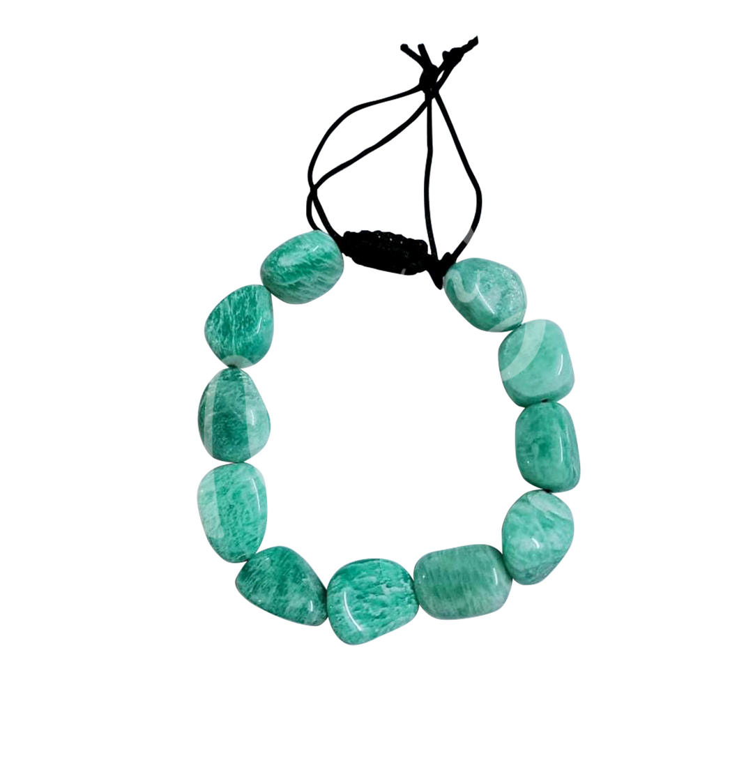 Pulsera Ajustable de Piedras Pulidas de Amazonita (13-20 mm) 3-6"