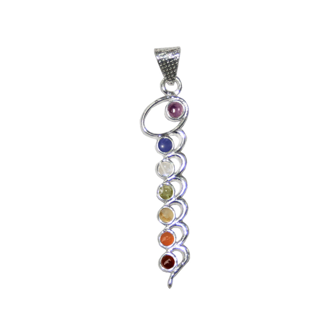 Pendant Chakra Metal Silver Plated Kundalini 2"