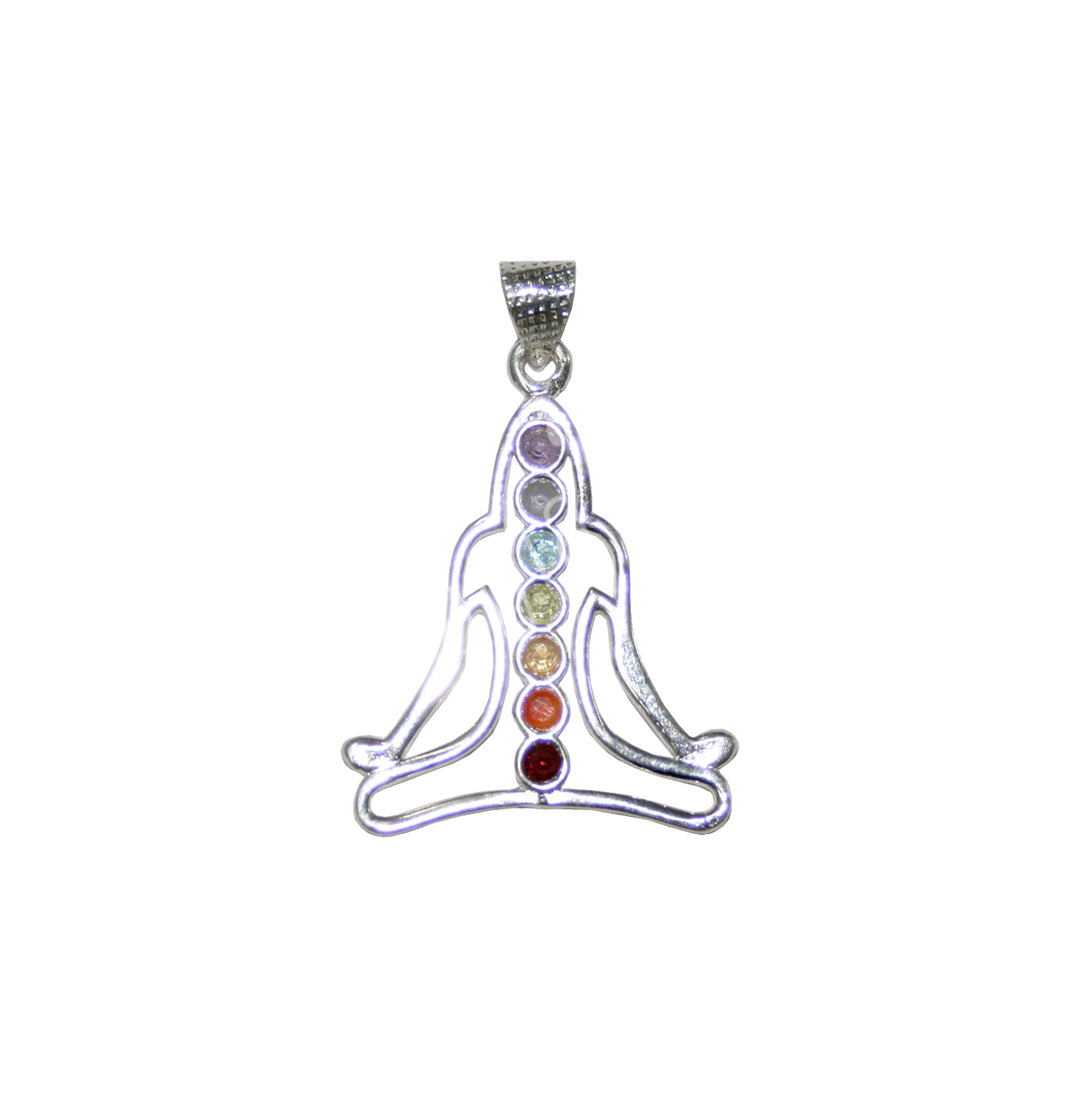 Pendant Chakra Metal Silver Plated Meditation 1.5" dia