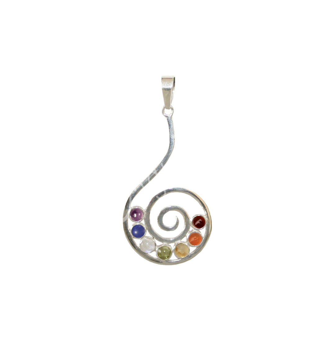 Pendant Chakra Metal Silver Plated Swirl 1.5" dia
