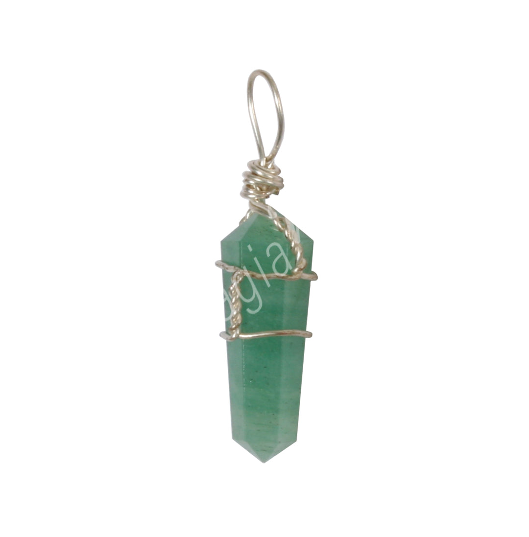 Pendant Wire Wrap Green Aventurine 1.5-1.75″