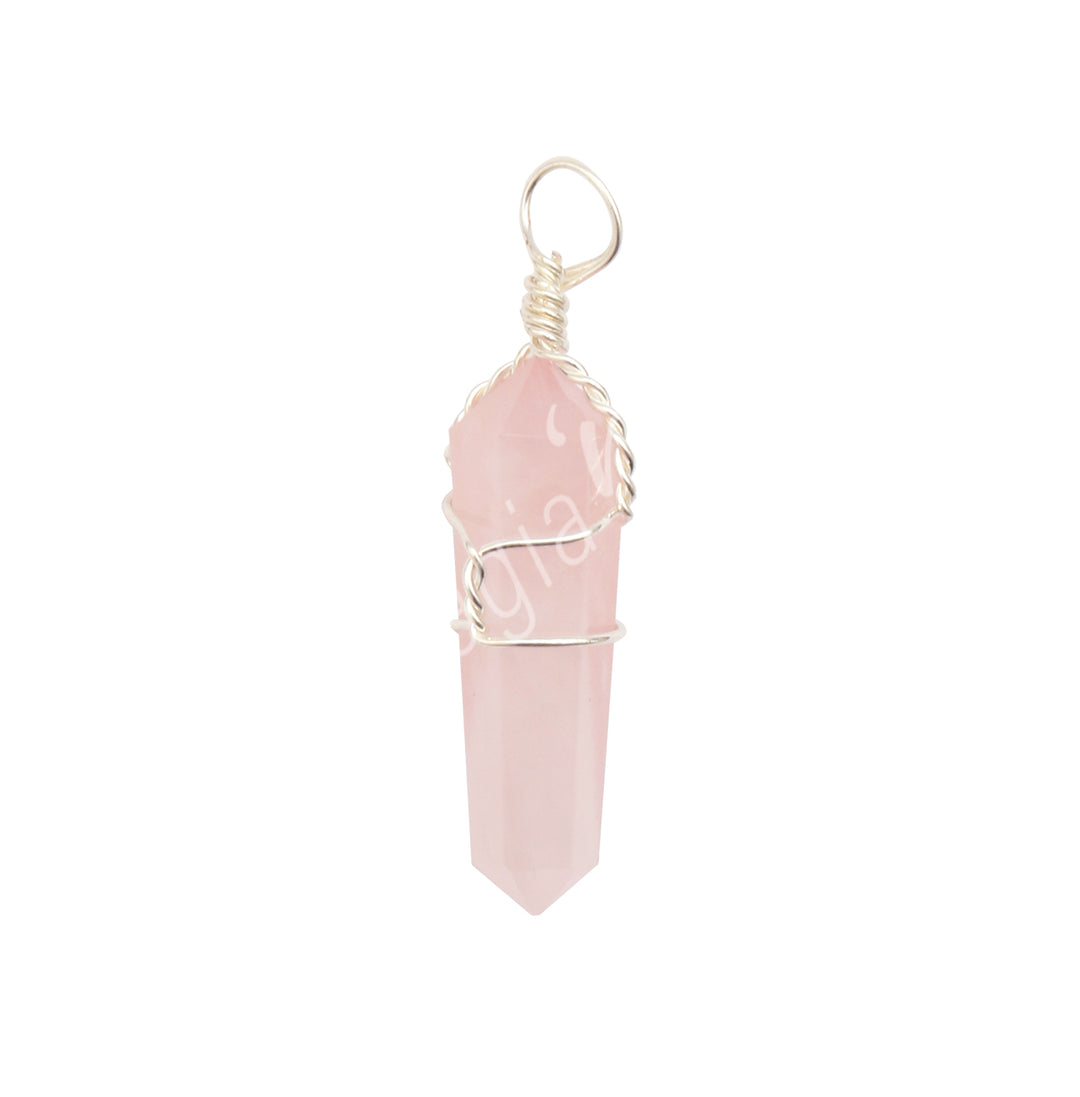 Pendant Wire Wrap Rose Quartz 1.5-1.75″