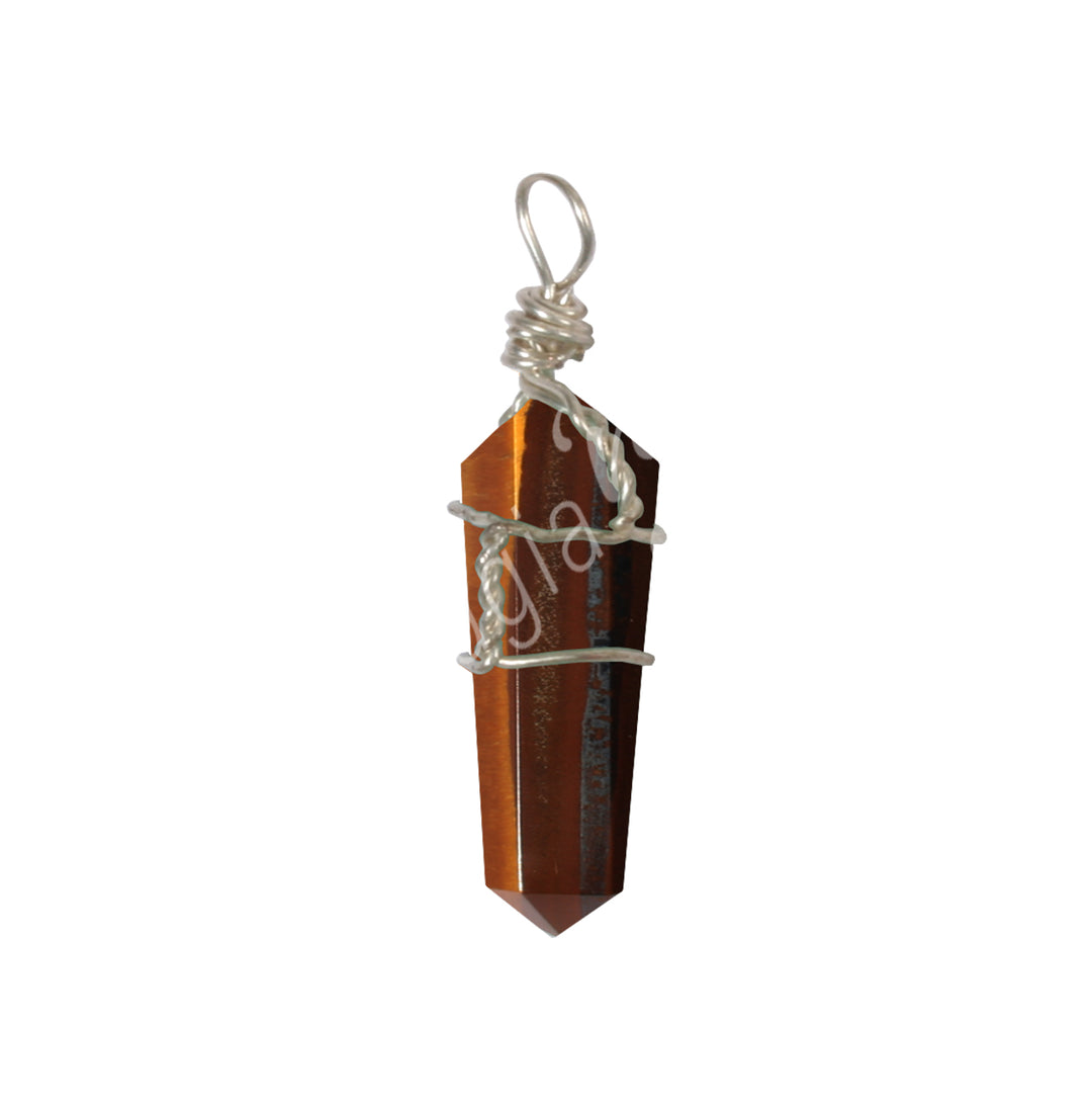 Pendant Wire Wrap Tiger Eye 1.5-1.75″