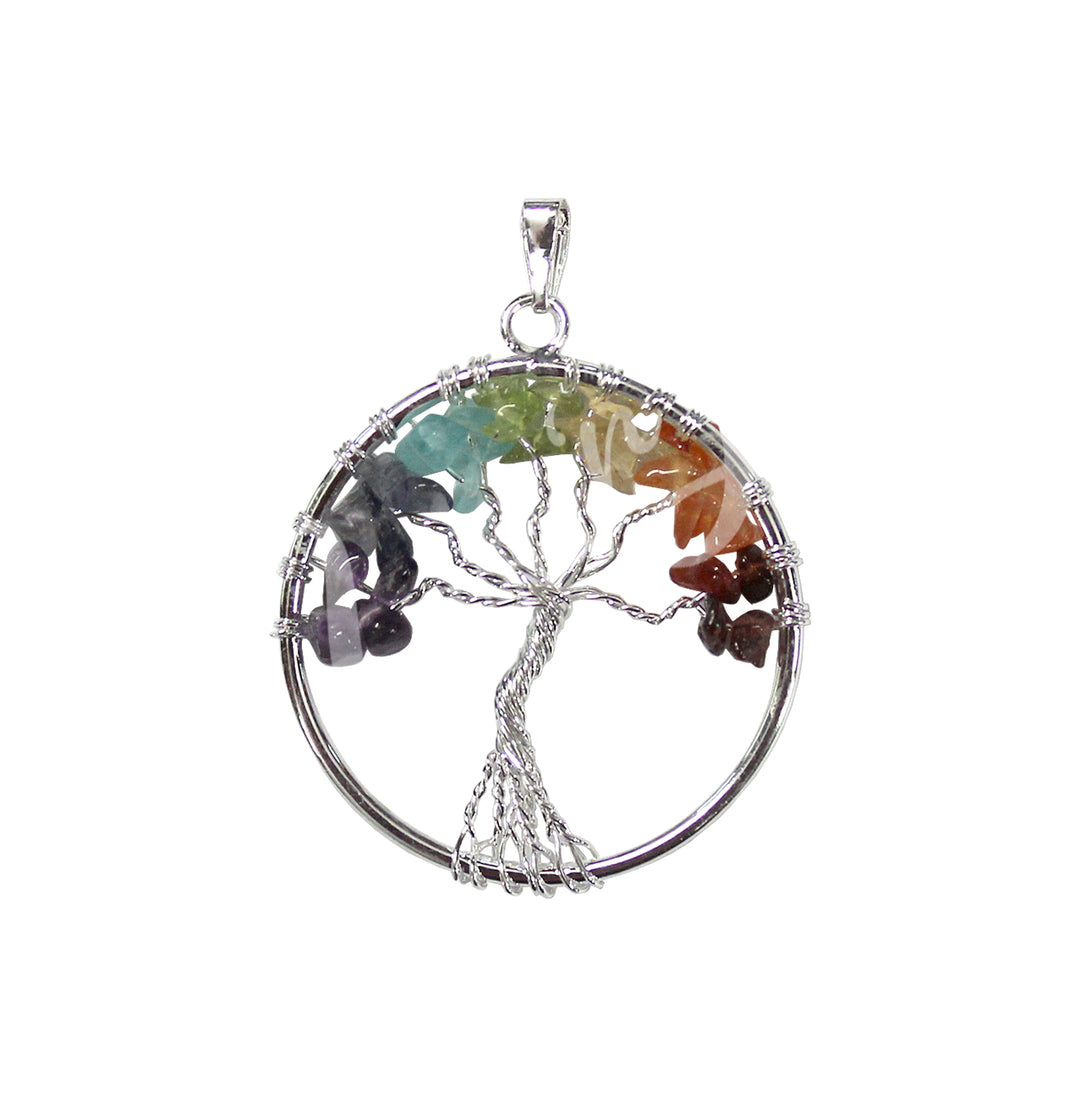 Pendant Chakra Metal Silver Plated Tree of Life