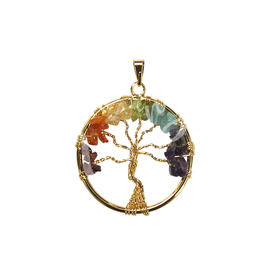 Colgante Chakra Árbol de la Vida Bañado en Oro 1,5″