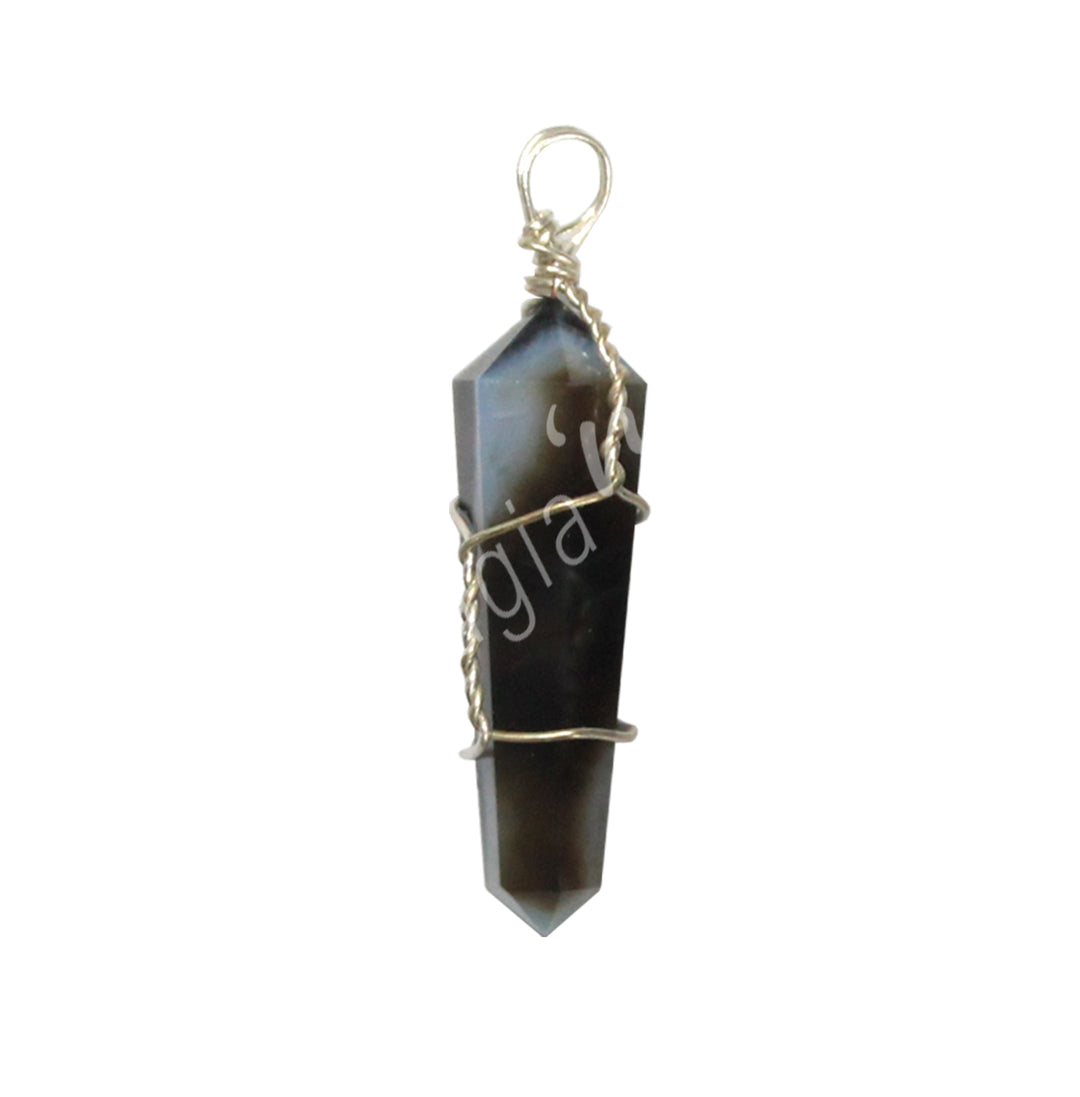 Pendant Wire Wrap Black onyx 1.5-1.75″