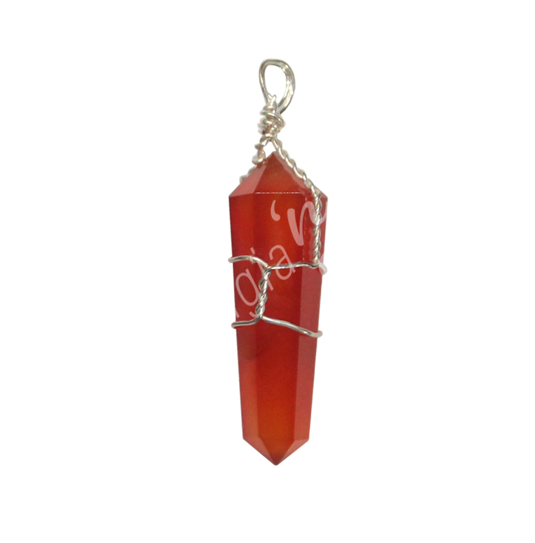 Pendant Wire Wrap Carnelian 1.5-1.75″