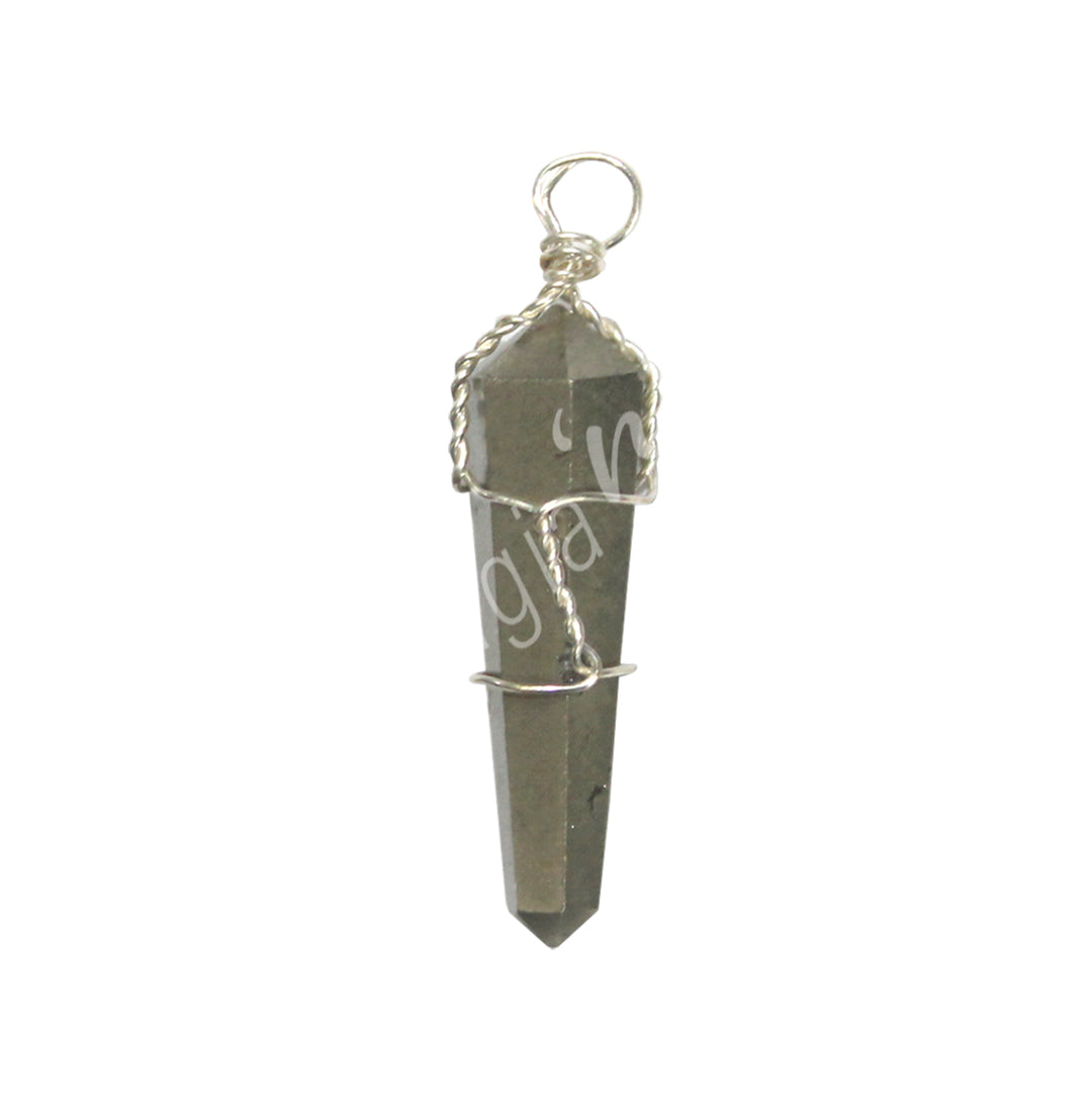 Pendant Wire Wrap Pyrite 1.5-1.75″
