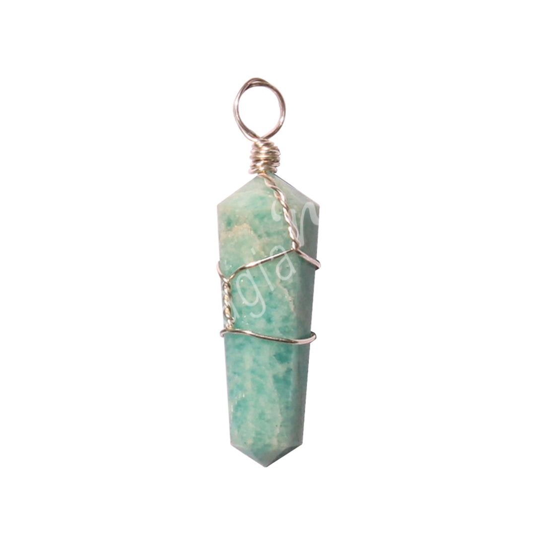 Pendant Wire Wrap Amazonite 1.5″