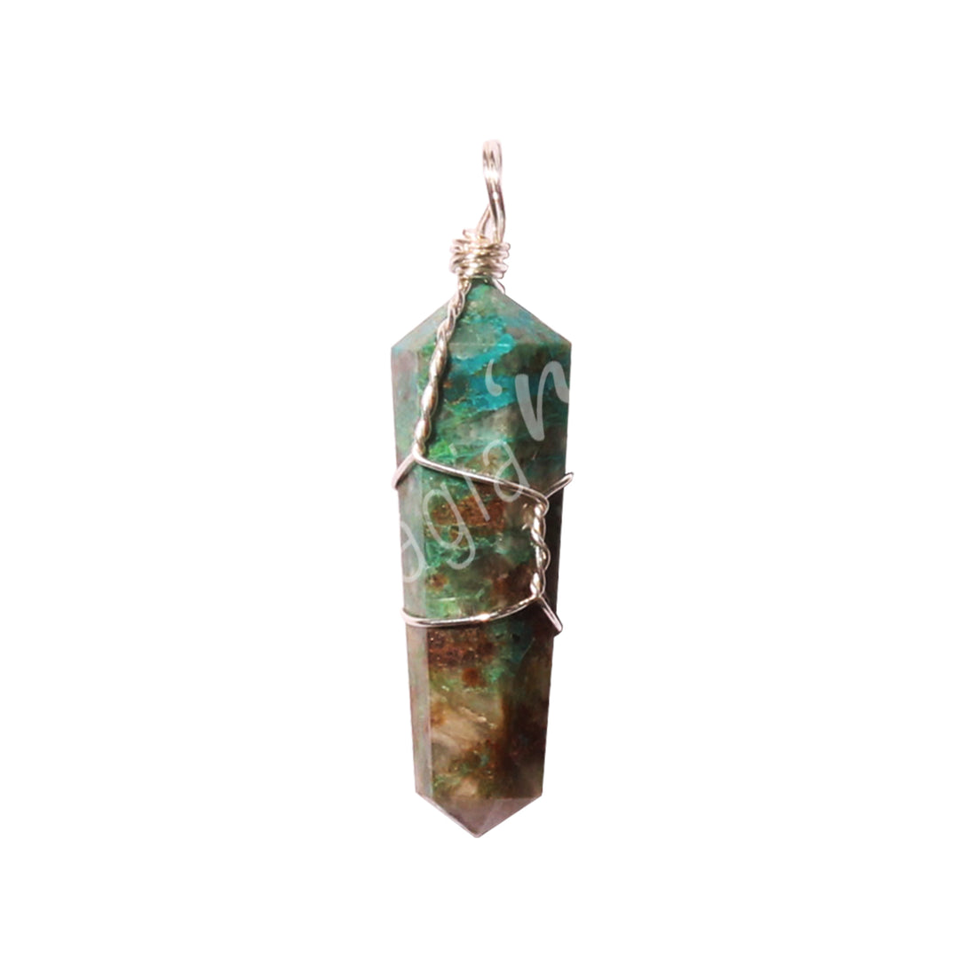 Pendant Wire Wrap Chrysocolla 1.5″
