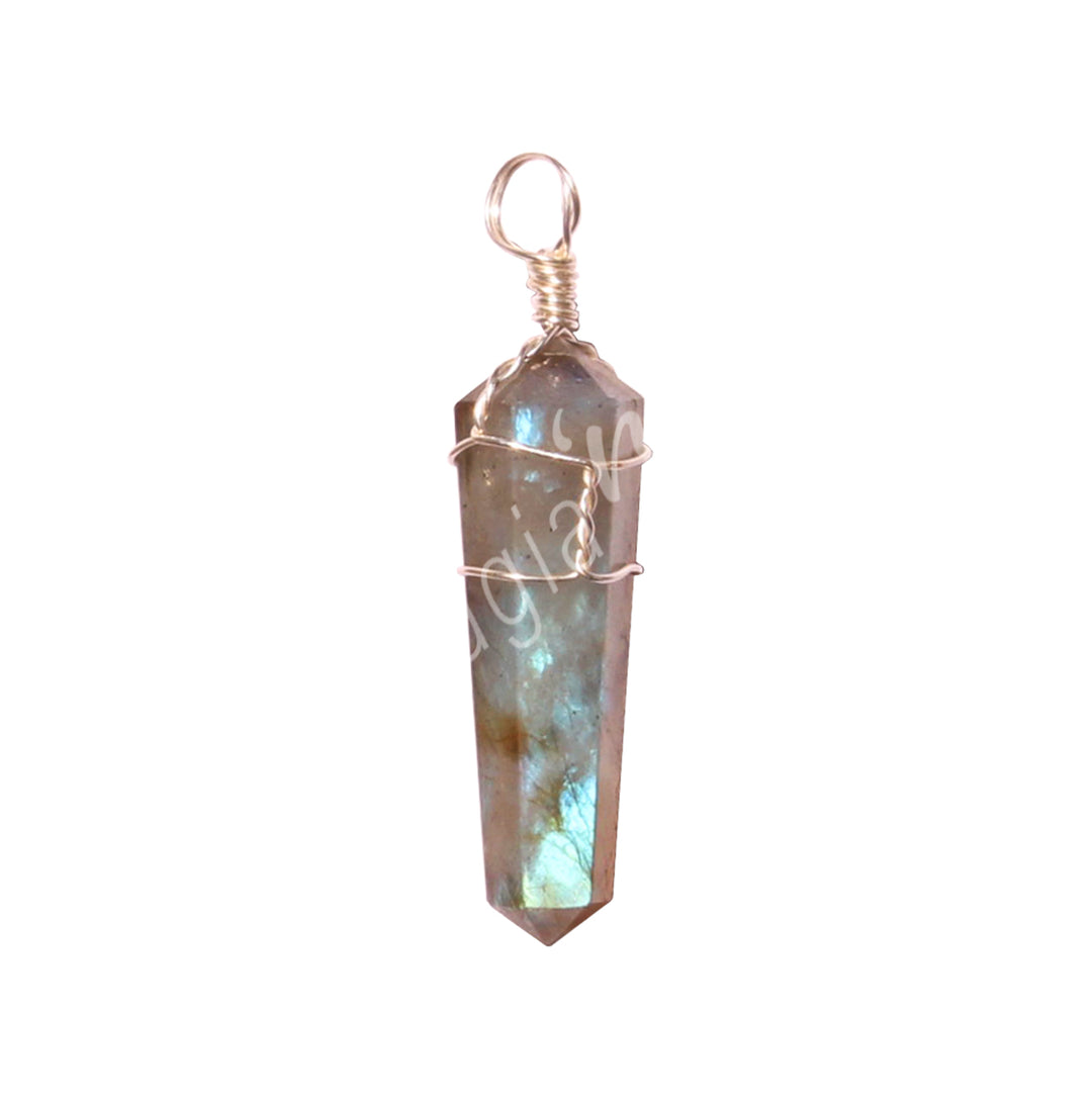 Pendant Wire Wrap Labradorite 1.5″