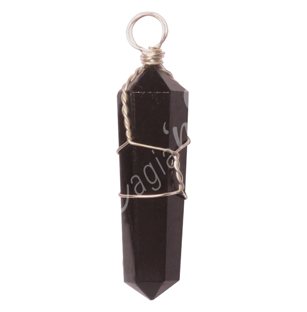 Pendant Wire Wrap Black Tourmaline 1.5"