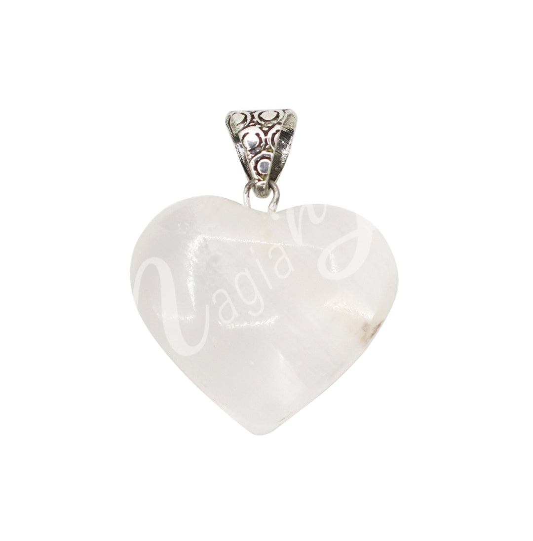 Pendant Heart Selenite 1.25-1.5″