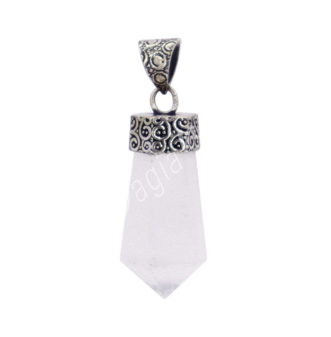 Pendant Point Faceted Selenite with Cap 1.5-1.75″