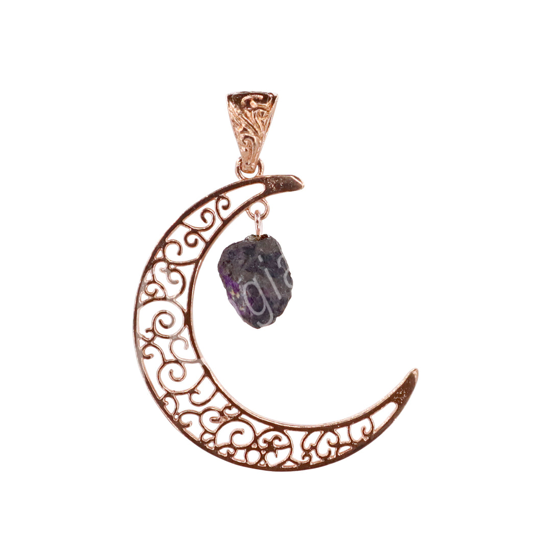Pendant Moon with Hanging Purpurite 2″