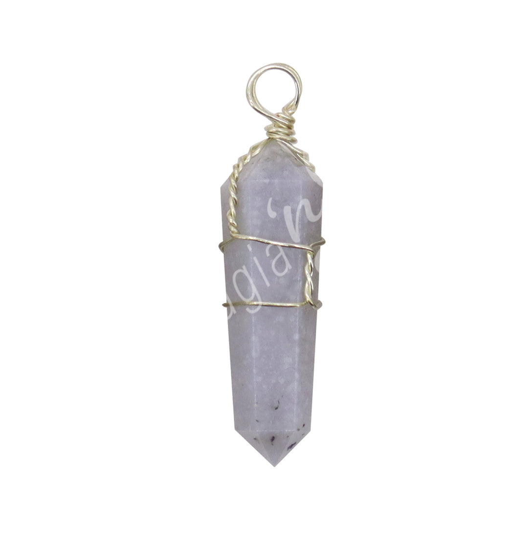 Pendant Wire Wrap Blue Chalcedony 1.5"
