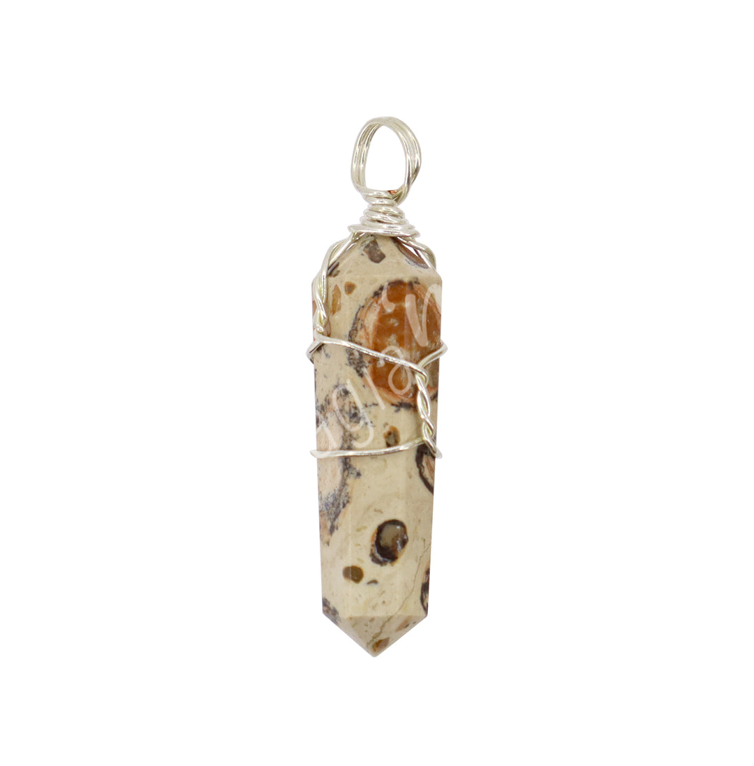 Pendant Wire Wrap Leopardite 1.5"