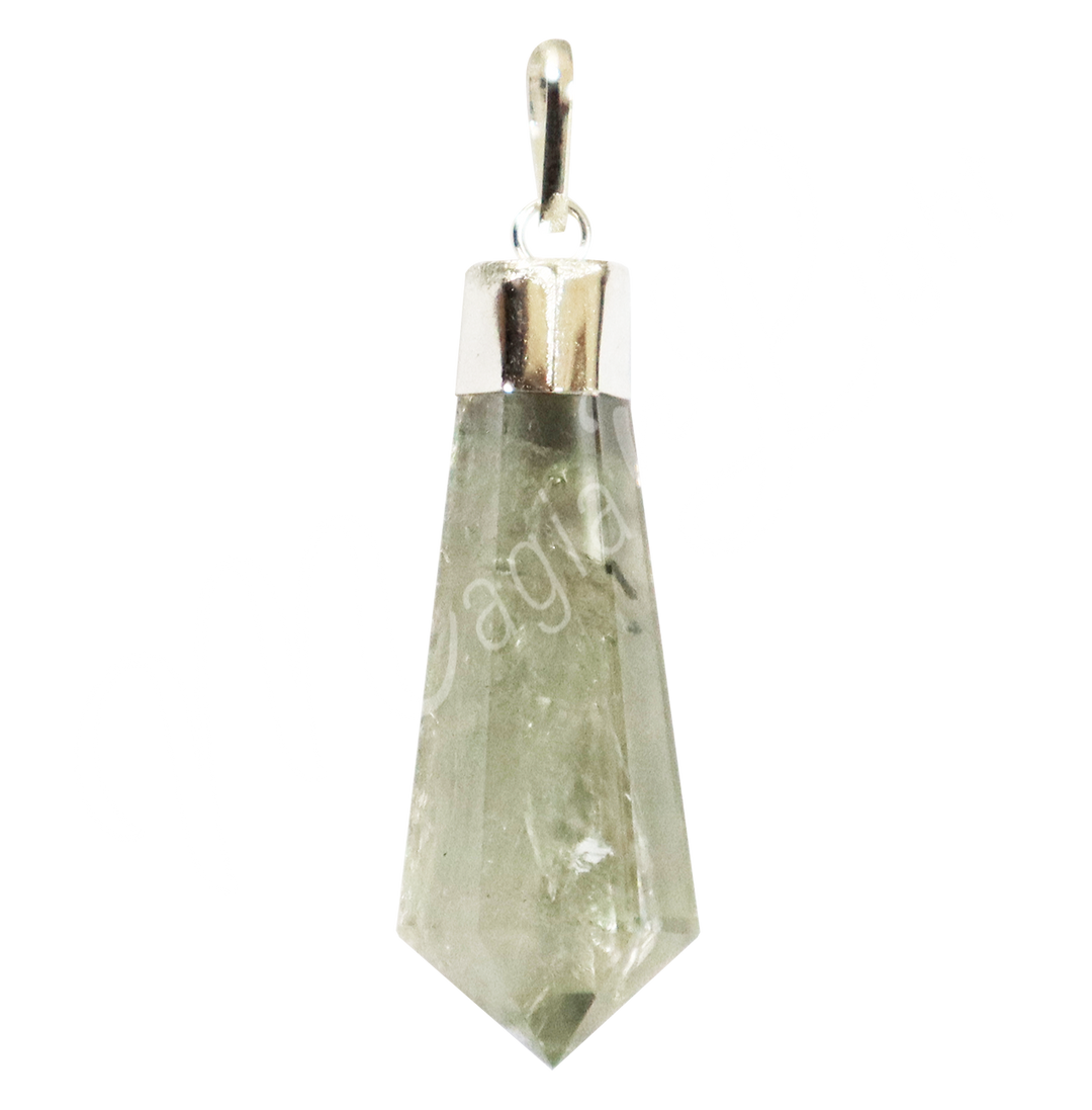 Pendant Faceted Point Prasiolite 1.5"