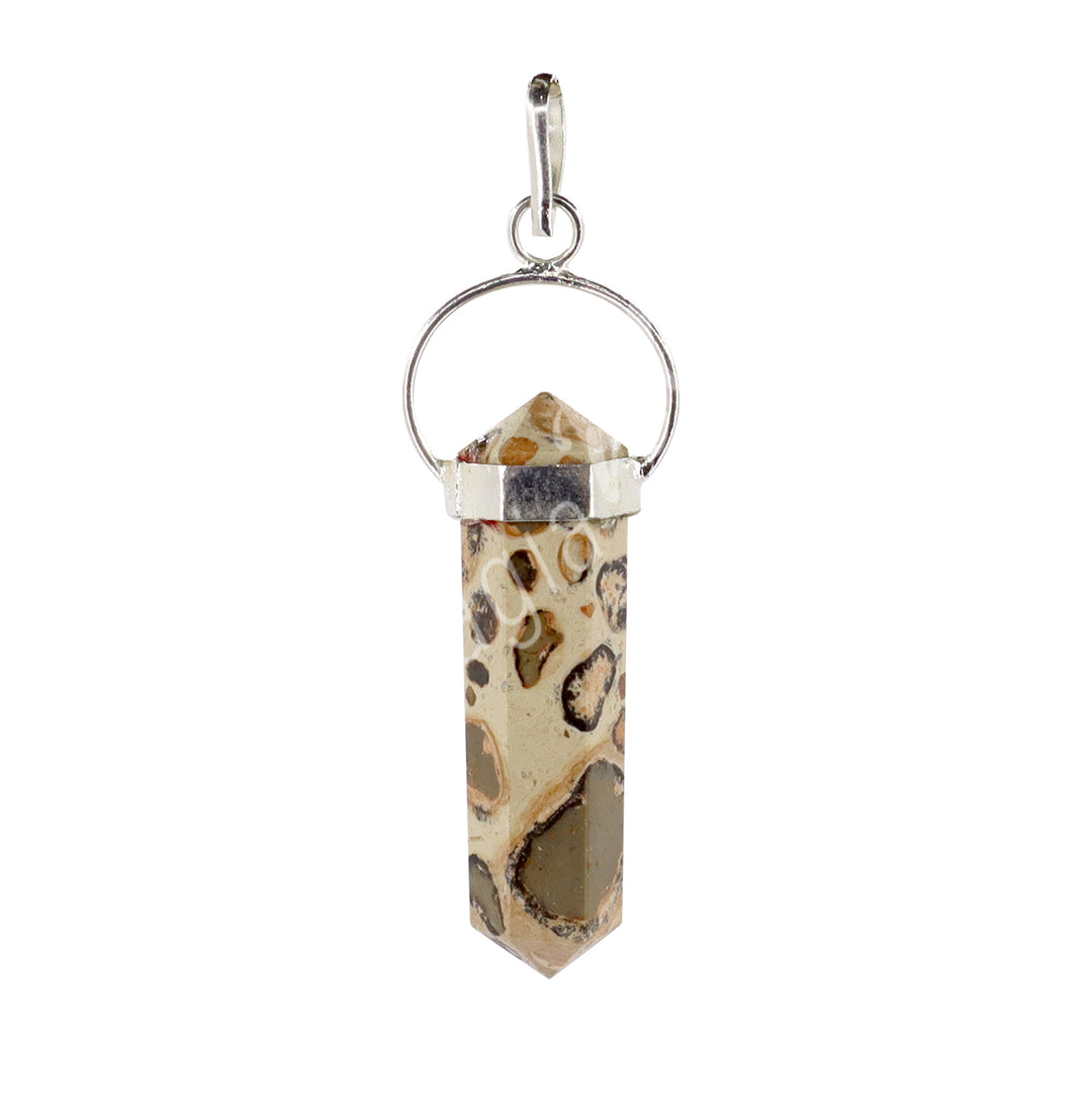 Pendant Point Double Terminated Leopard Skin Jasper 2"