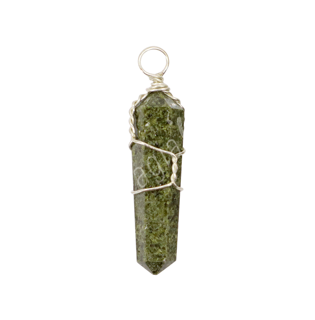 Pendant Wire Warp Epidote 1.5-1.75"