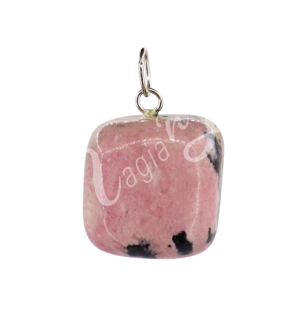 Pendant Tumbled Stone Cap Rhodonite 0.75-1"