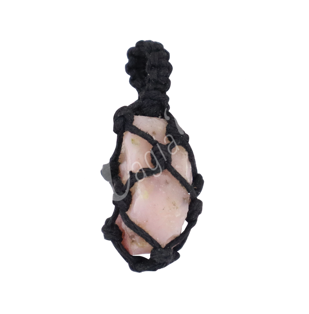 Pendant Thread Cage Rough Pink Opal