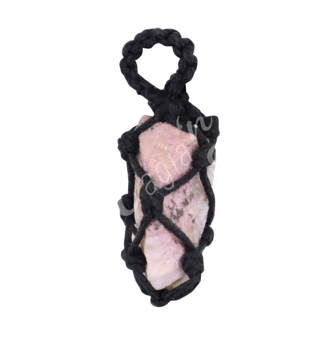 Pendant Thread Cage Rough Rhodonite