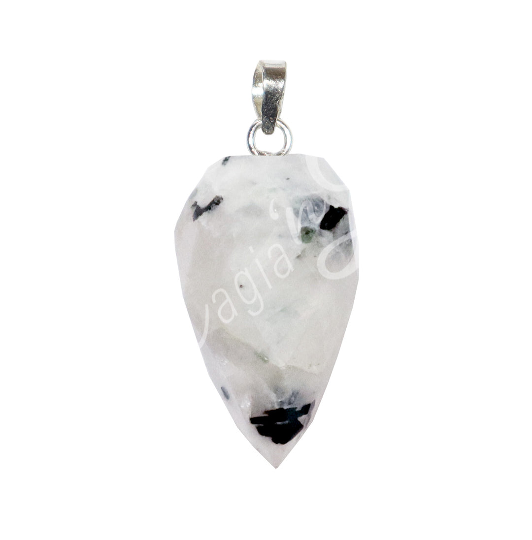 Pendant Drop Rainbow Moonstone Faceted 1.5"