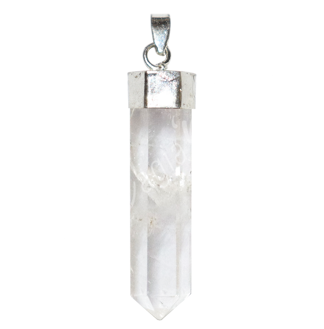 Pendant 6 Facets Point Crystal Quartz 1.5"