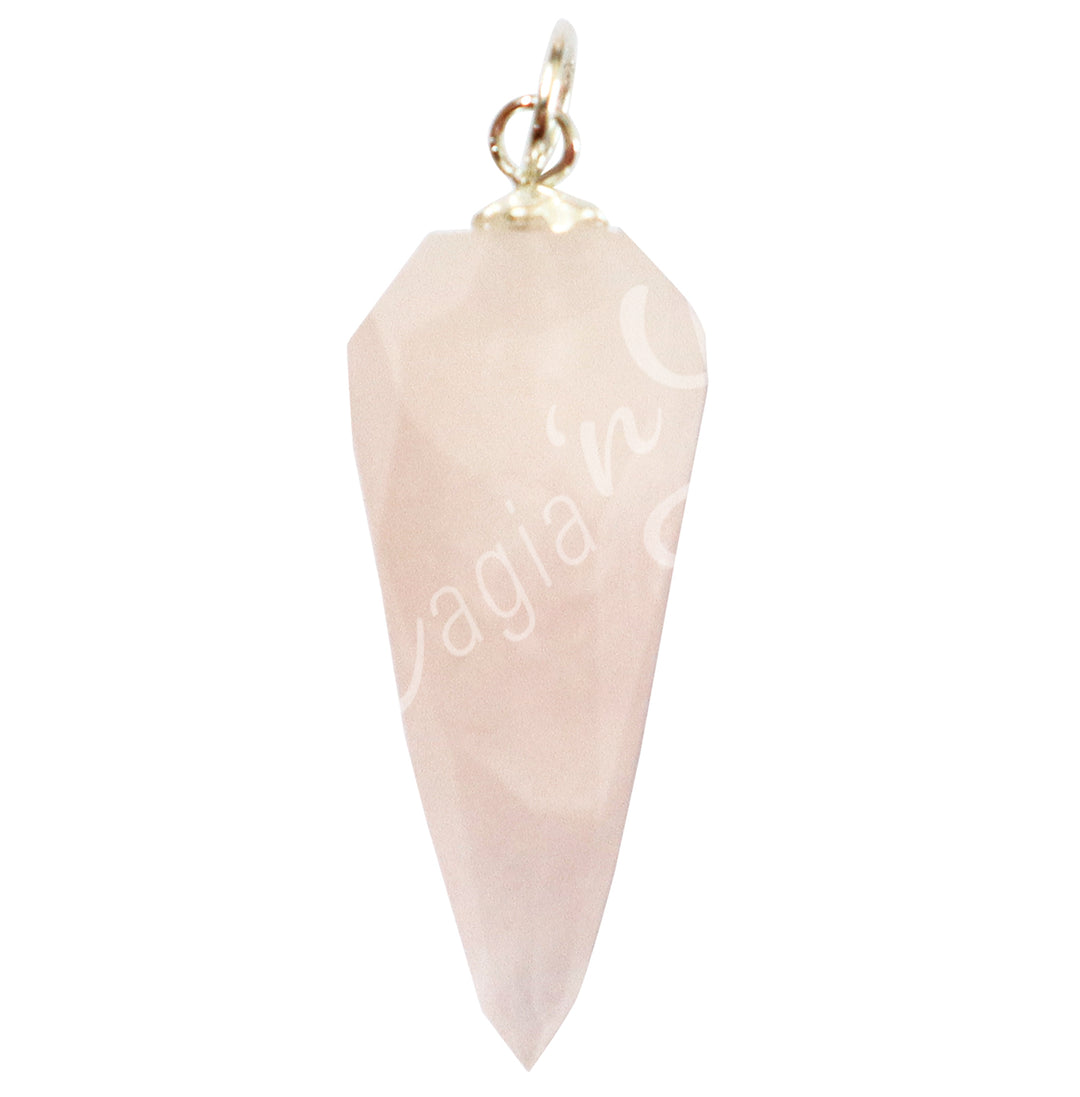 Pendant Drop Rose Quartz Multi Faceted