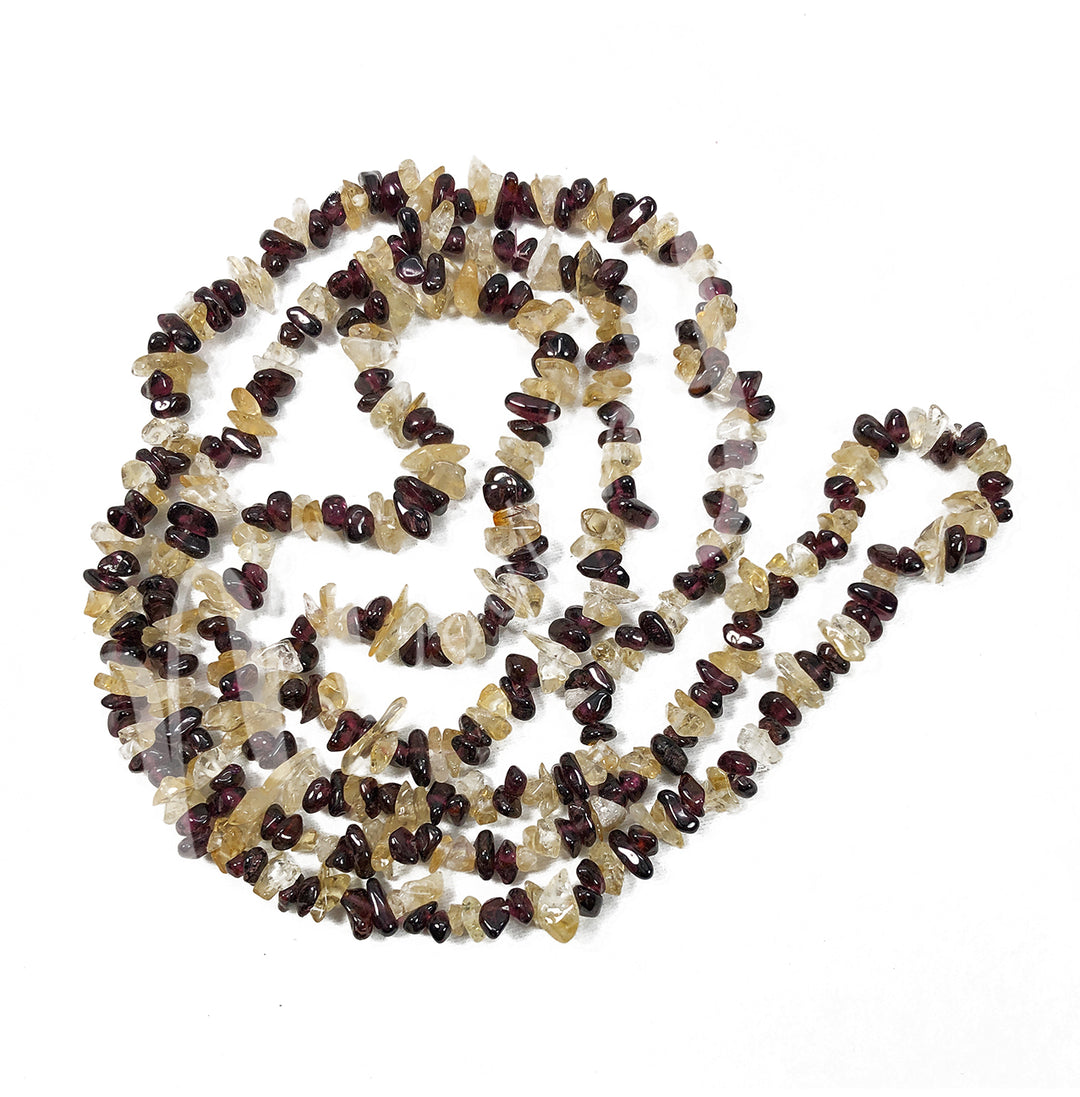 Collar de Chips de Granate y Citrina 36"