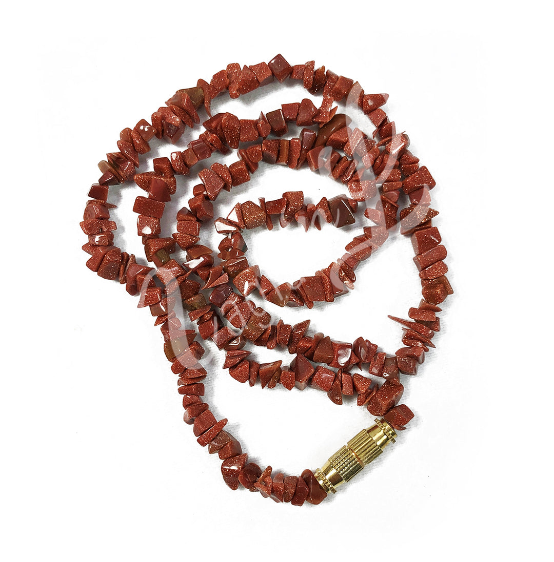 Collar de Chips de Piedra Dorada 36"