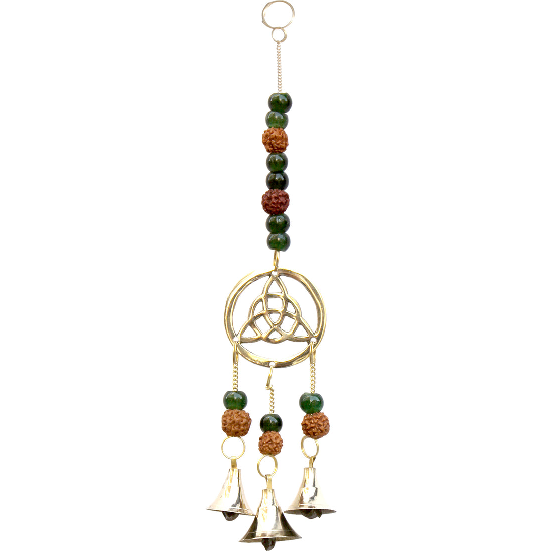 Hanging Triquetra w Rudraksha & Bells