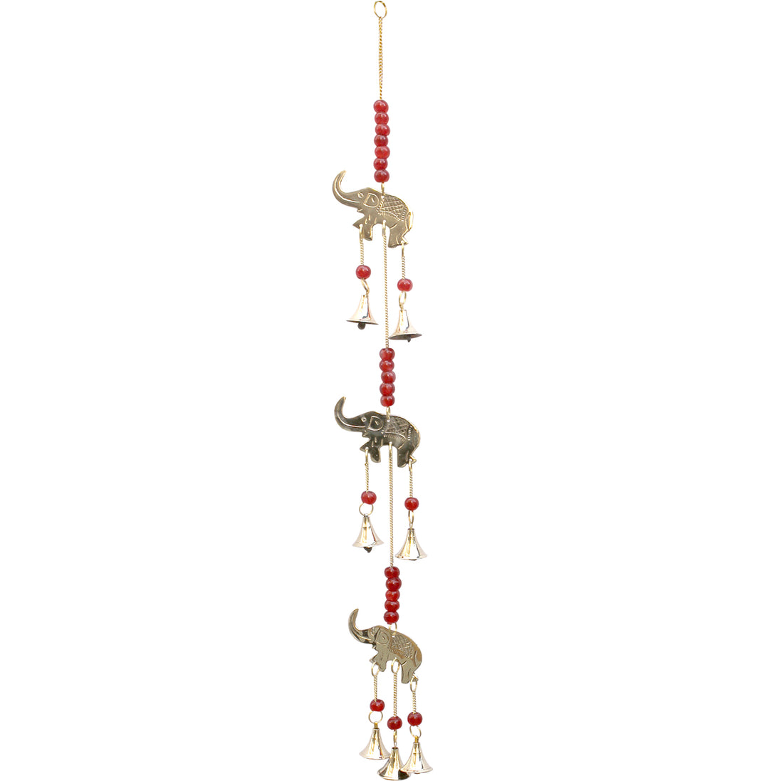 Hanging Elephants w Red Beads & Bells