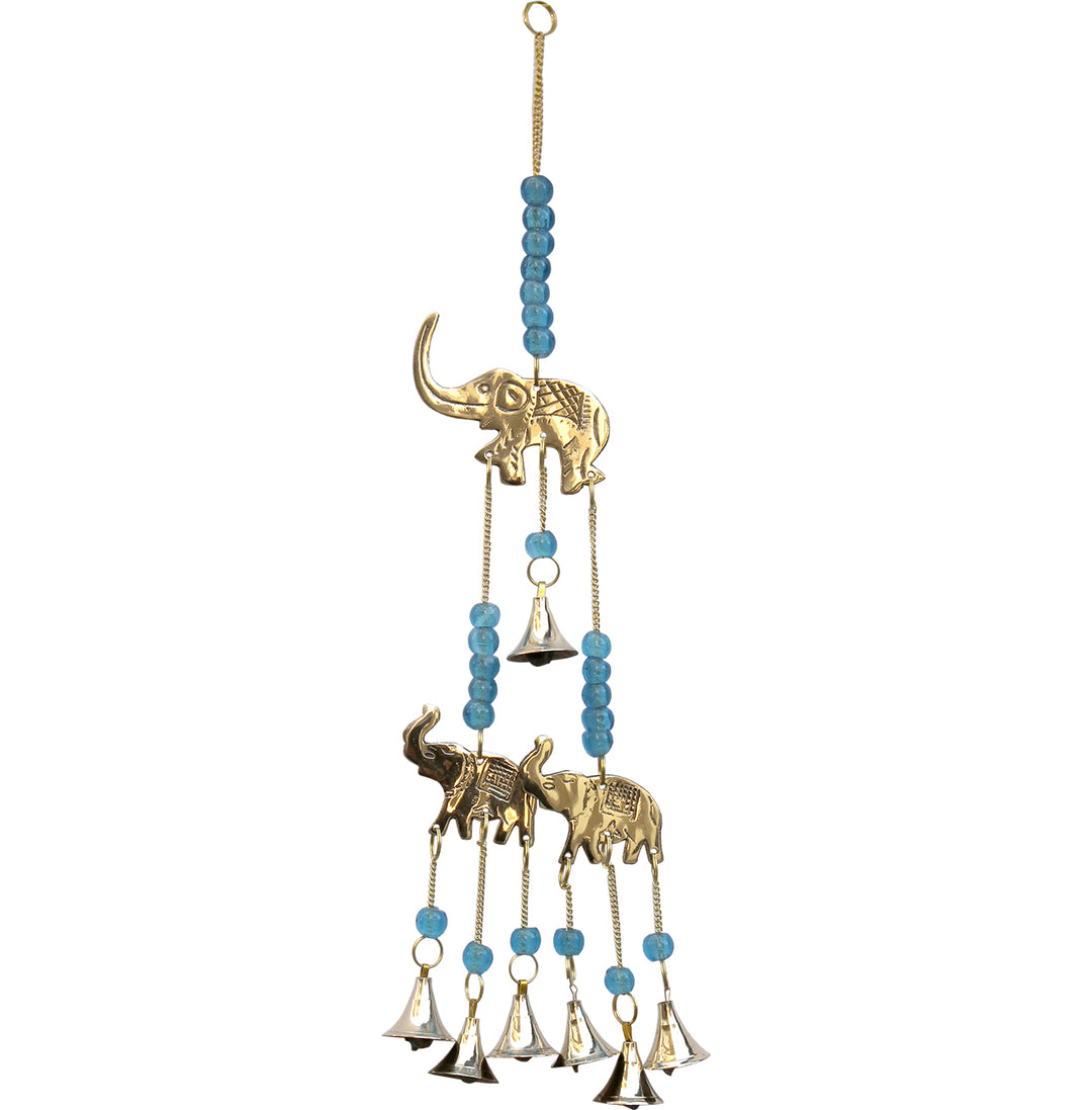 Hanging Elephants w Turquoise Beads & Bells
