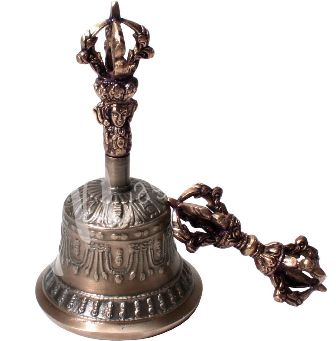 BRASS BELL WITH DORJE (SET OF 2) 6.5″