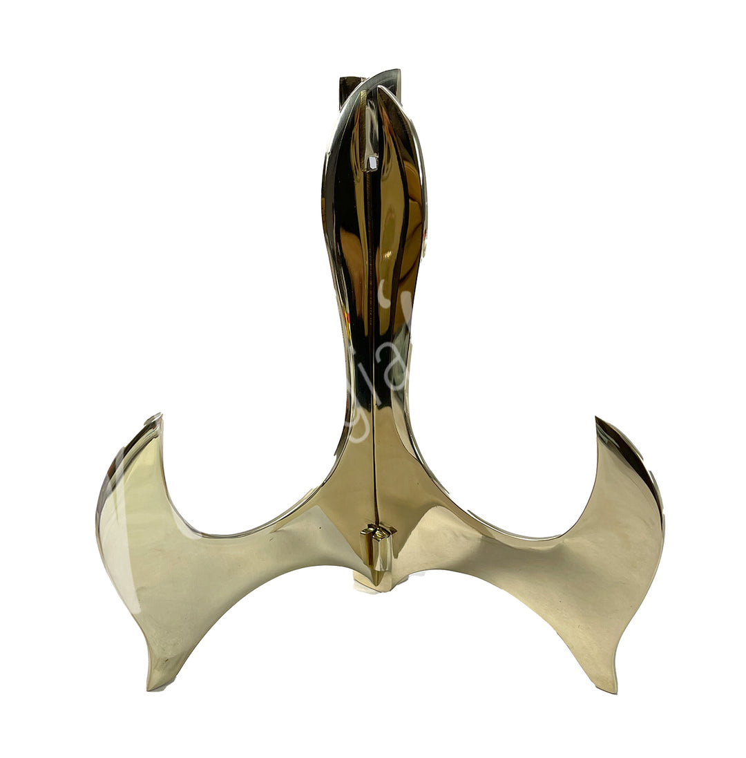 A gold-colored brass stand for slices.