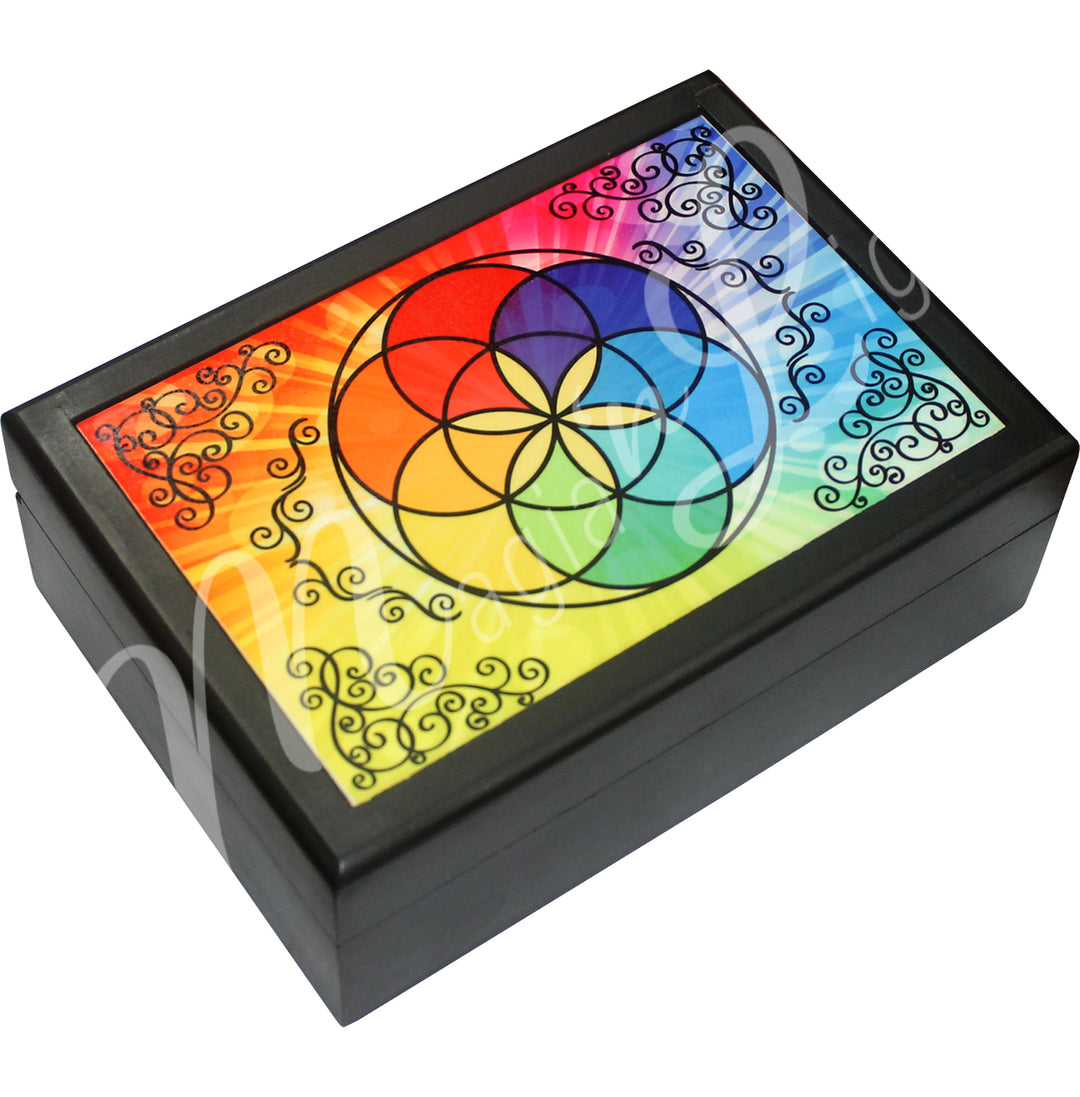 Box Wood Seed of Life Printed 5 X 7″