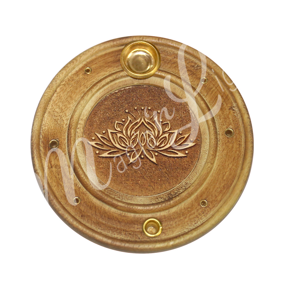 Incense Holder Wood Lotus Carved