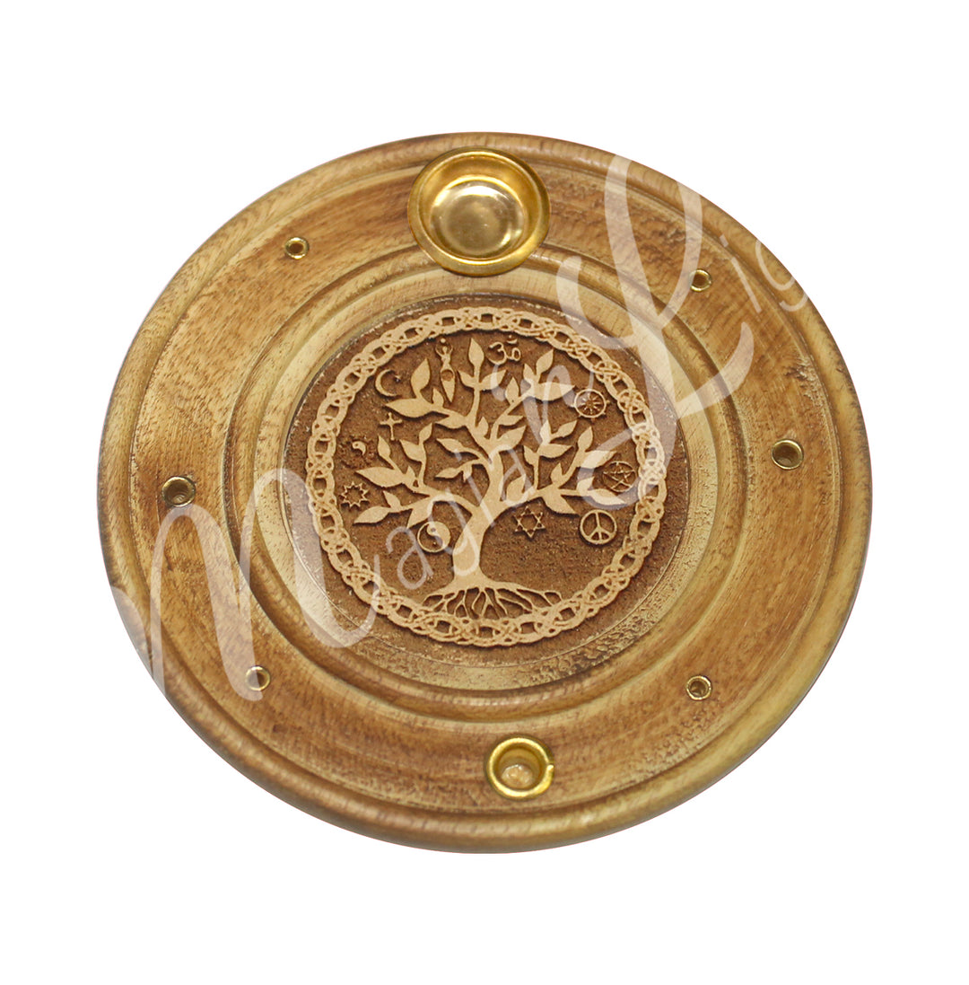 Incense Holder Wood Tree of Life Carved