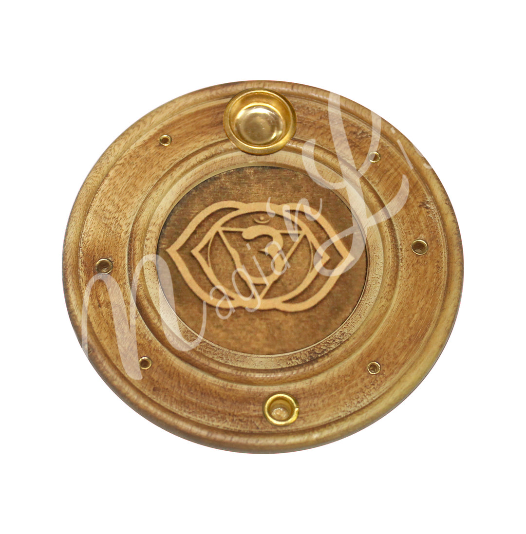 Incense Holder Wood Third Eye Chakra Carved