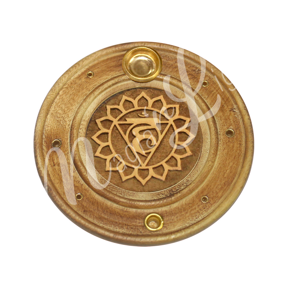 Incense Holder Wood Throat Chakra Carved