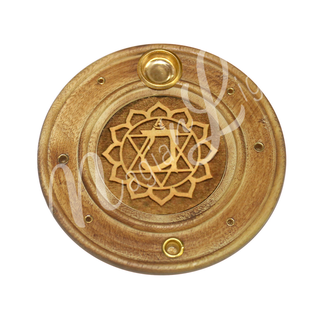 Incense Holder Wood Heart Chakra Carved