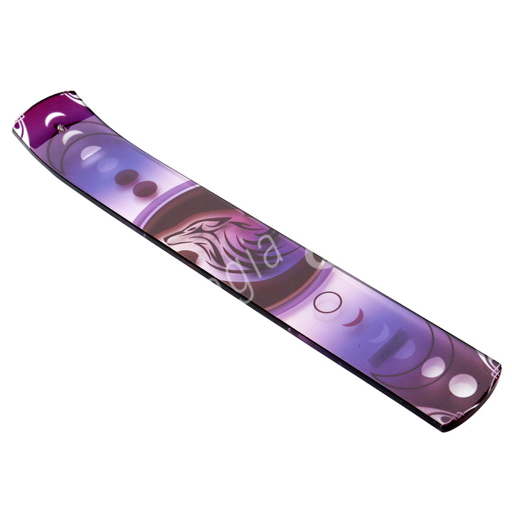 Incense Holder Glass Wolf & Moon Print