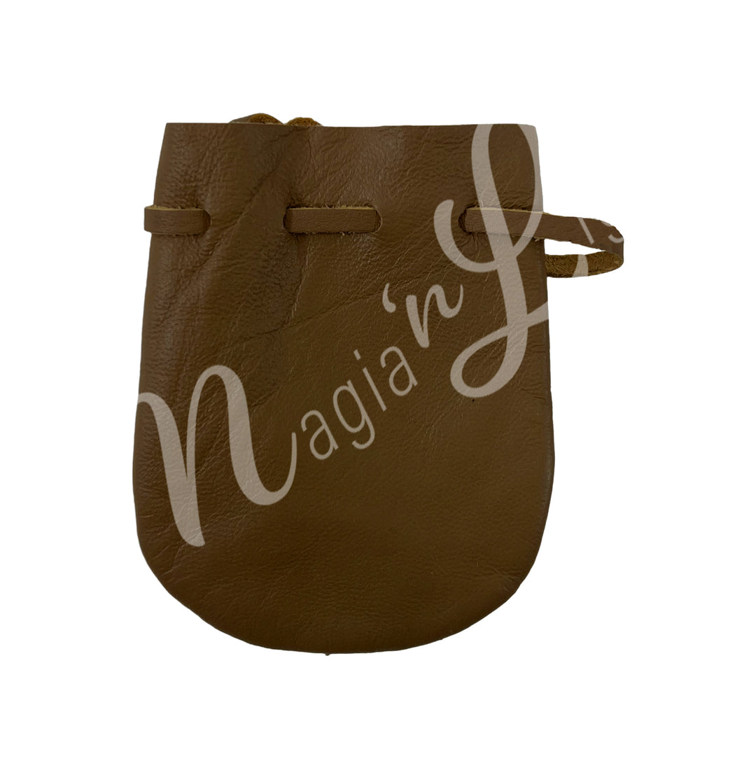 Bolsa de Cuero Suave Natural con Correa 2,75 X 3,5″