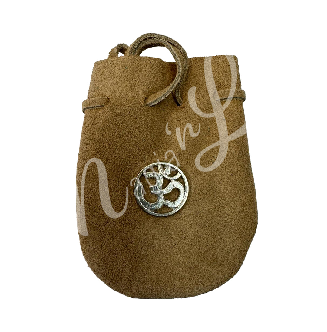 Pouch Suede Rounded with Charm 3.25 X 2.75"