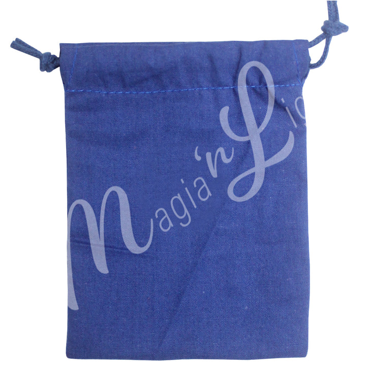 A dark blue bag made of cotton.