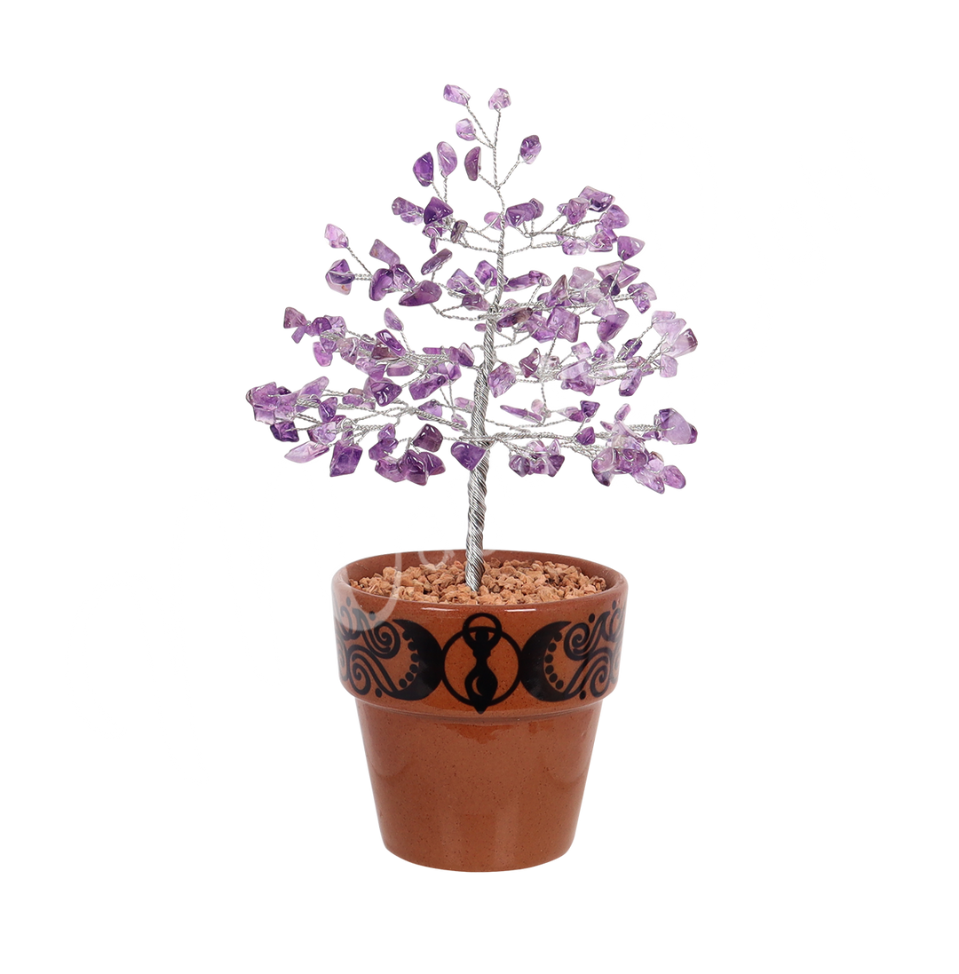 Árbol de Gemas en Maceta con Amatista 160 Cuentas 7-7.5"