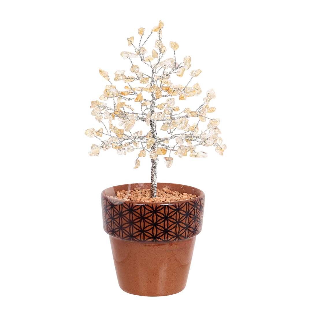 Árbol de Gemas en Maceta con Citrino 160 Cuentas 7-7.5"